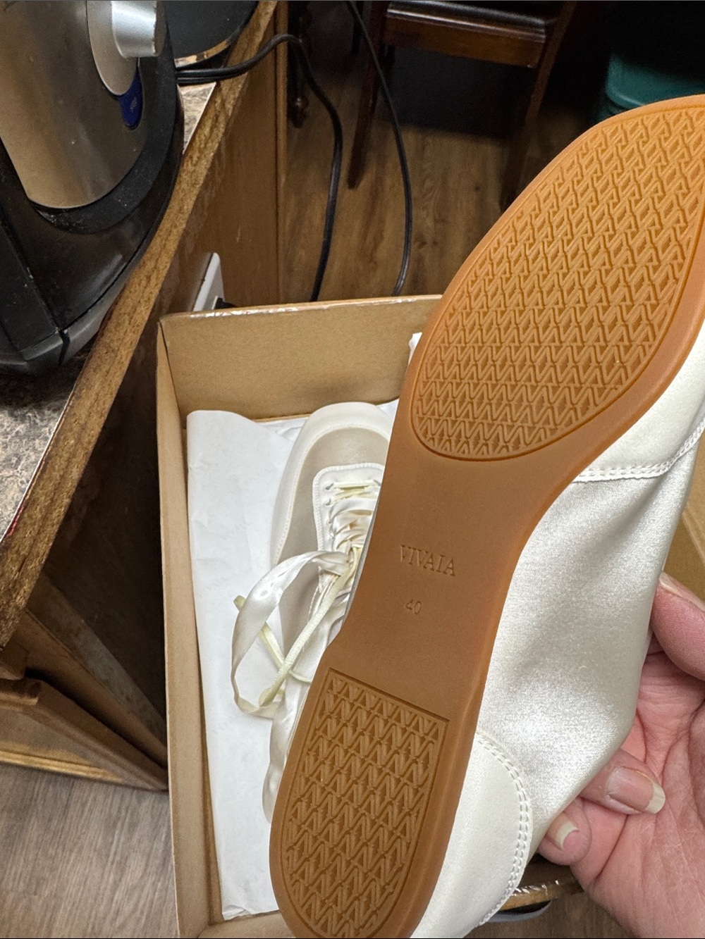 VIVAIA Women's Satin Lace-Up Sneakers in Ivory - Picture 2 of 8